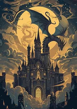 Dragon Fantasy Castle Art