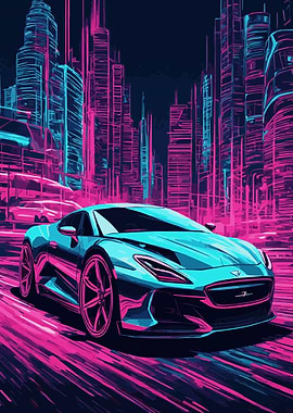 Neon City Sports Car 5