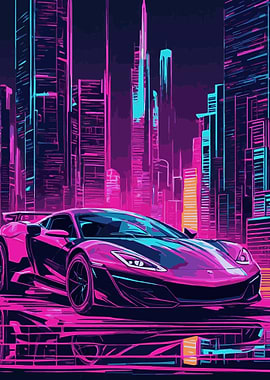 Neon City Sports Car 1