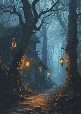 Witchy Magical Dark Forest