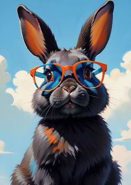 Black bunny painting