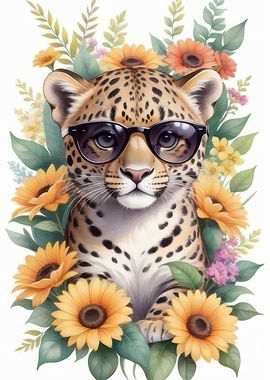 Cute watercolor leopard