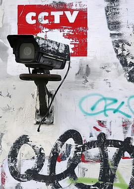 CCTV Graffiti Tagged Wall