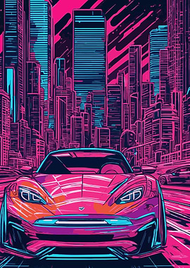 Neon City Sports Car 8