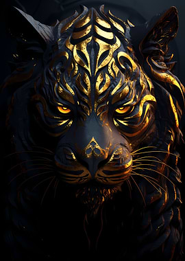 Gold Black Tiger Head Wild