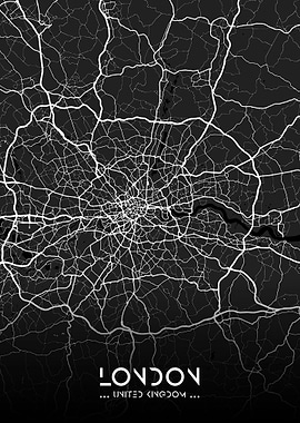 London City Map Black