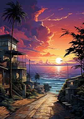 Beautiful sunset coast