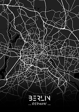 Berlin City Map Black