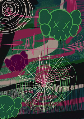 Kaws Dolls unique abstract