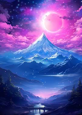 Japan Cherry Blossom Moon