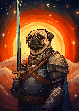 Retro Pug Knight Pixel Art