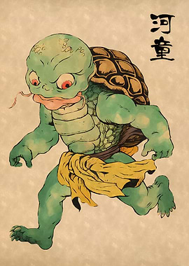 Kappa Yokai Woodblock