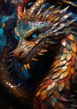 Dragon mosaic art