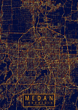 Medan Map City At Night