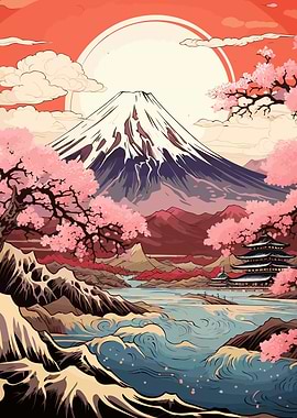 sakura japan mountain