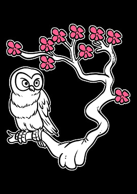 Owl Cherry Blossom Animal