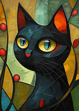 Cat in Cubist Colors