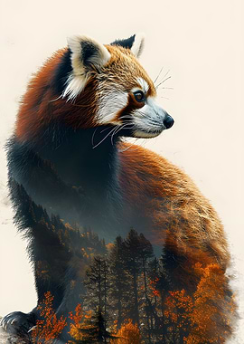 Double Exposure Red Panda