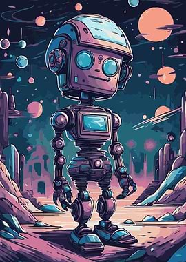 Cute Robot Fantasy Space 3