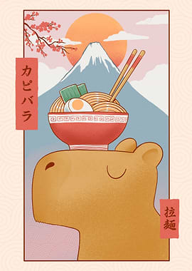 Capybara and ramen ukiyo