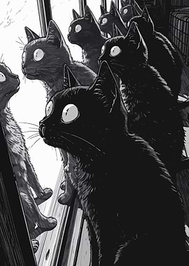 Crazy Cats look out window