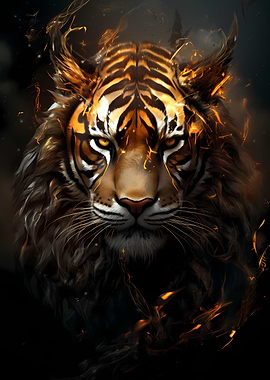 Abstract Wild Fire Tiger