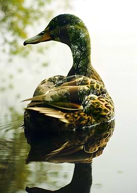 Duck Double Exposure Lake