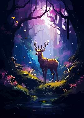 Deer Fairytale Pixel Art