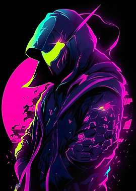 mysterious man neon style