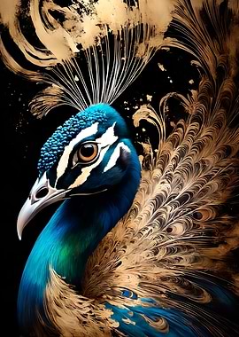 gold leaf art peacock art