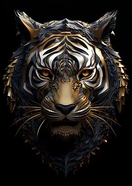 Abstract Gold Tiger Head
