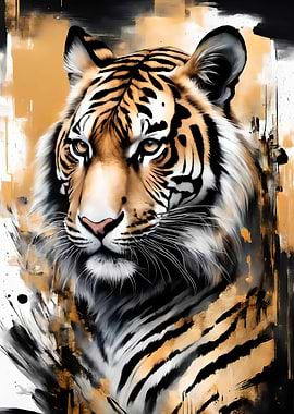 gold leaf art Tiger art