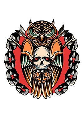 bad owl traditional tattoo