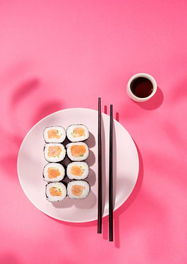 pink Japanese sushi roll