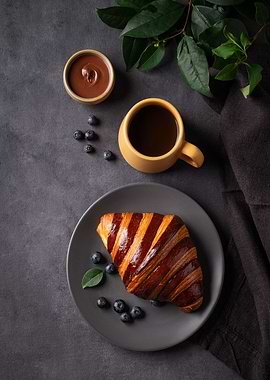 chocolate croissant coffee