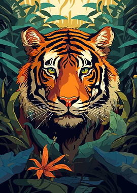 Powerful Tiger Pixel Art