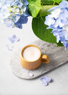 blue flowers a of coffee