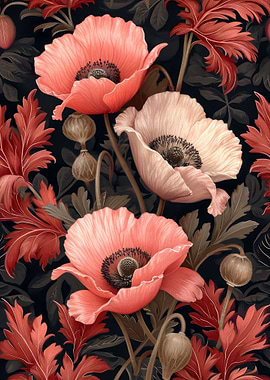 Vintage Red Poppies