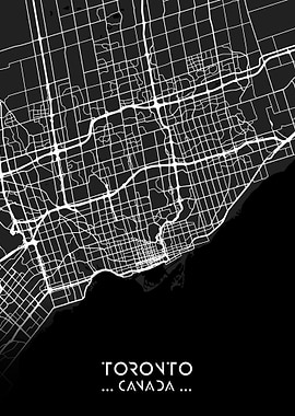Toronto City Map Black