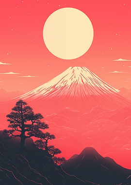 Mount Fuji retro