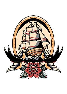 ship and swallows tattoo