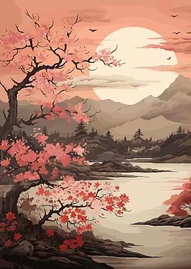 sakura japan mountain