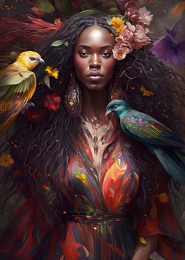 Fashion black lady bird