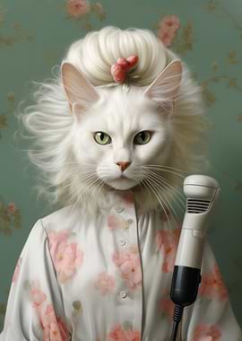 A cat singer with hair