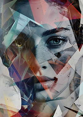 Woman Shattered Glas Deco