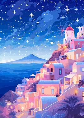 Lofi Greece Santorini Art