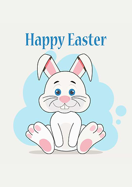 Happy white easter bunny