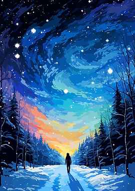 Snow Star Forest Pixel Art