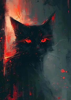 Black Cat Glowing Eyes