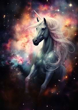 Space Unicorn in Nebula